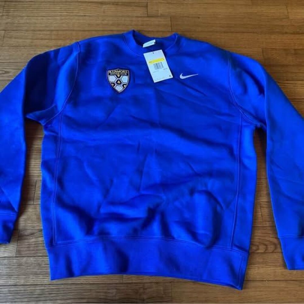 NWT - Nike Embroidered logo Soccer club team blue adult mens size S sweatshirt!